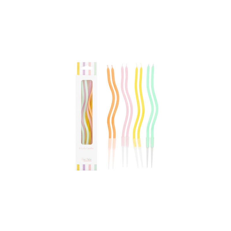 CANDELINE STELO CURLY 12,5cm PASTELLO ASS.TI 8pz