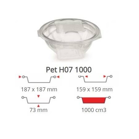 INSALATIERA PET C/COP 1000cc 50pz H07