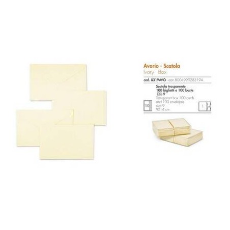 BIGLIETTI + BUSTA 9x14cm BRISTOL AVORIO 100pz