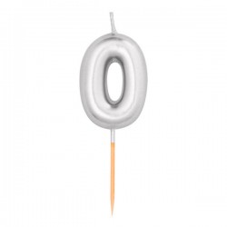 CANDELINA NUMERO 0 METAL ARGENTO 8cm