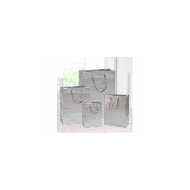 SHOPPER IN CARTA PLASTIFICATA OPACA 45+16x49cm ARGENTO