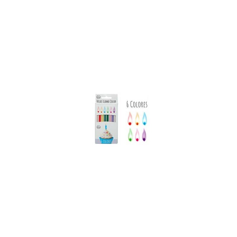 CANDELINE CON FIAMMA COLORATA 6pz
