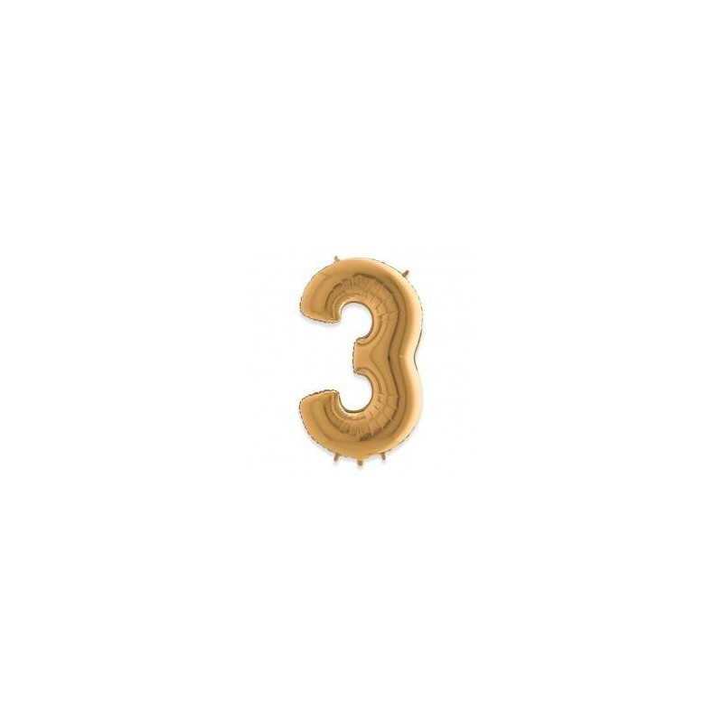 PALLONE NUMERO 3 MYLAR 102cm 40 ORO