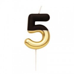 CANDELINA NUMERO 5 NERO/ORO 10,5cm