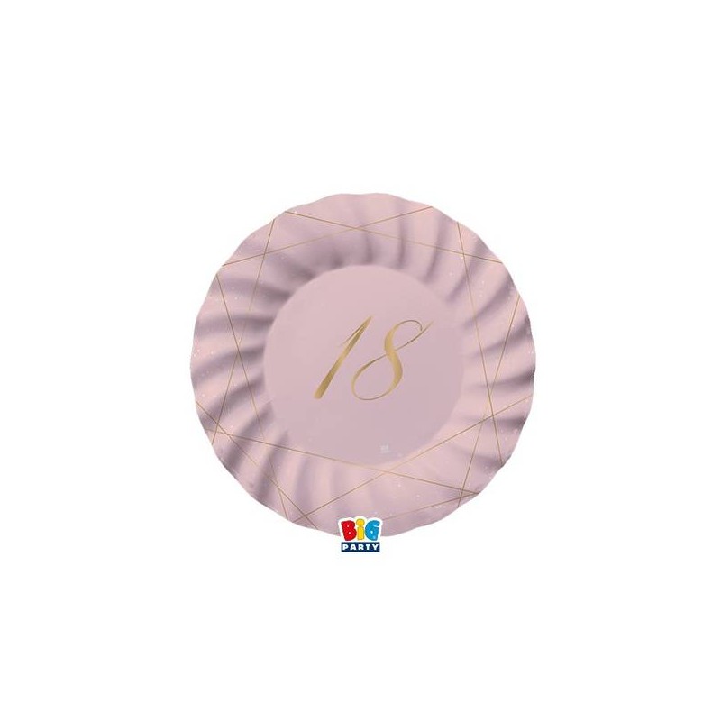 PIATTI ø20cm 18 ANNI ROSE 8pz