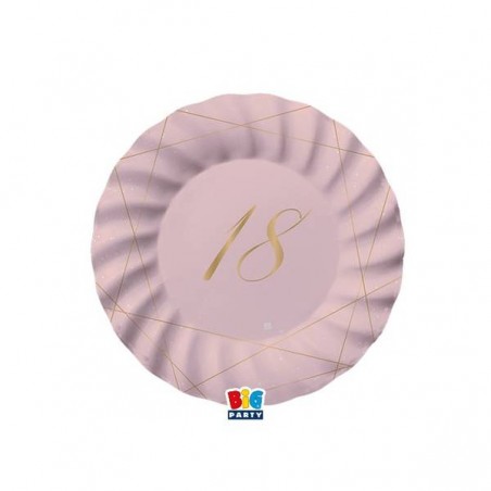 PIATTI ø20cm 18 ANNI ROSE 8pz