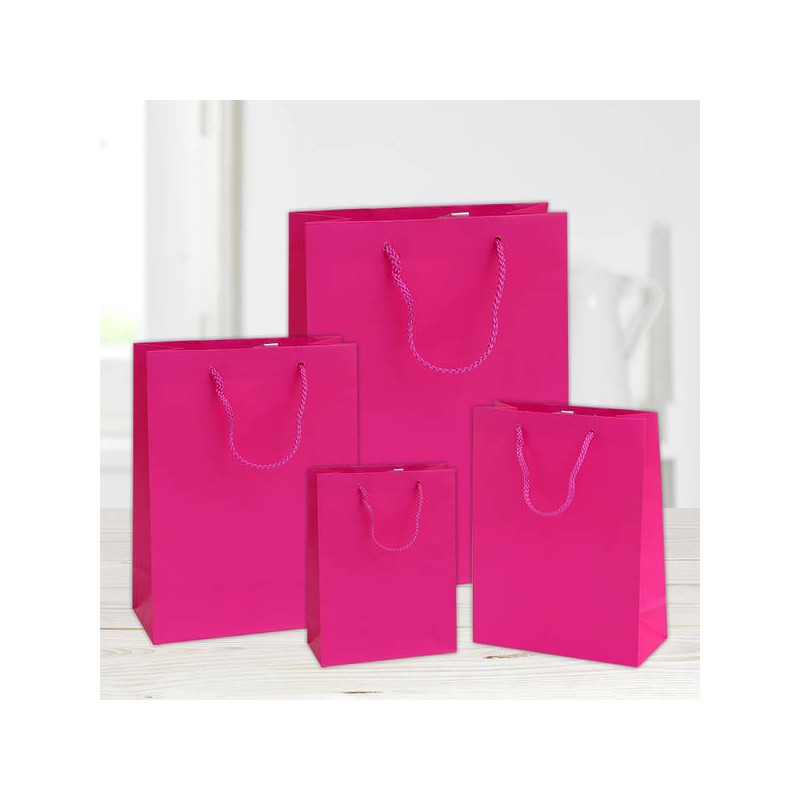 SHOPPER IN CARTA PLASTIFICATA OPACA 16+8x19cm FUCSIA