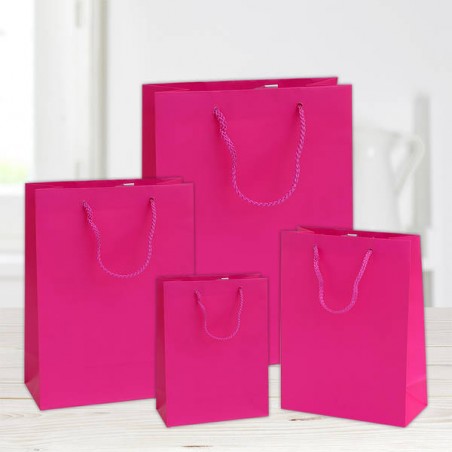 SHOPPER IN CARTA PLASTIFICATA OPACA 16+8x19cm FUCSIA