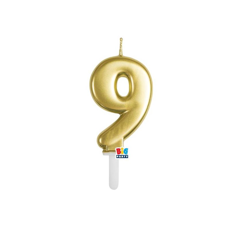 CANDELINA NUMERO 9 TINY PLUMP ORO METAL 7cm