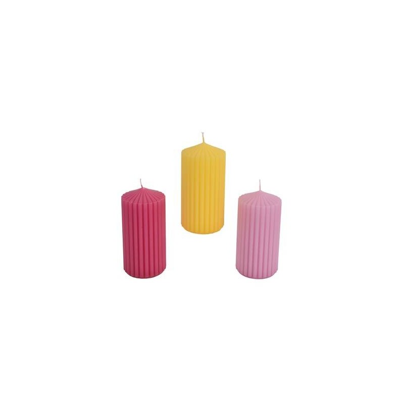 CANDELA RIGATA ø6x12cm 3COLORI ASS.TI 1pz