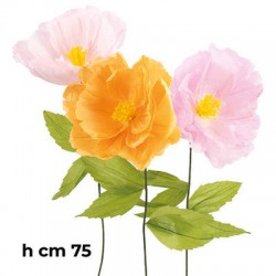 FIORE IN CARTA SFUMATO C/STELO h.75cm 3colori ass.ti 1pz
