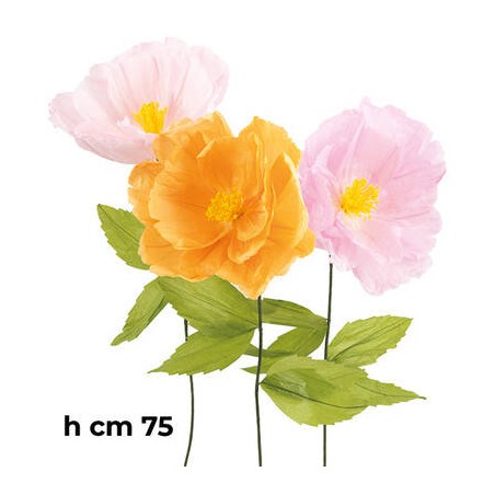 FIORE IN CARTA SFUMATO C/STELO h.75cm 3colori ass.ti 1pz