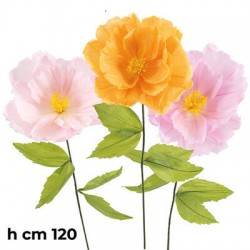 FIORE IN CARTA SFUMATO C/STELO h.120cm 3colori ass.ti 1pz