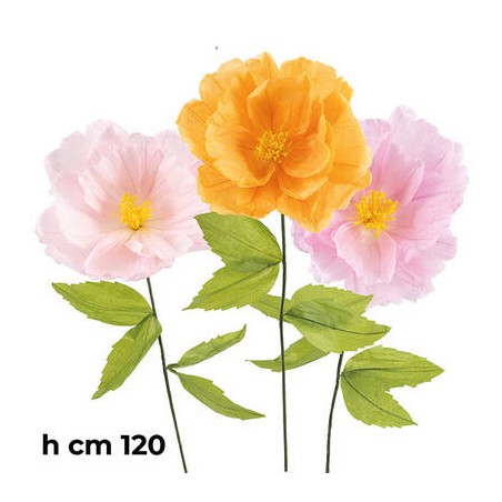 FIORE IN CARTA SFUMATO C/STELO h.120cm 3colori ass.ti 1pz