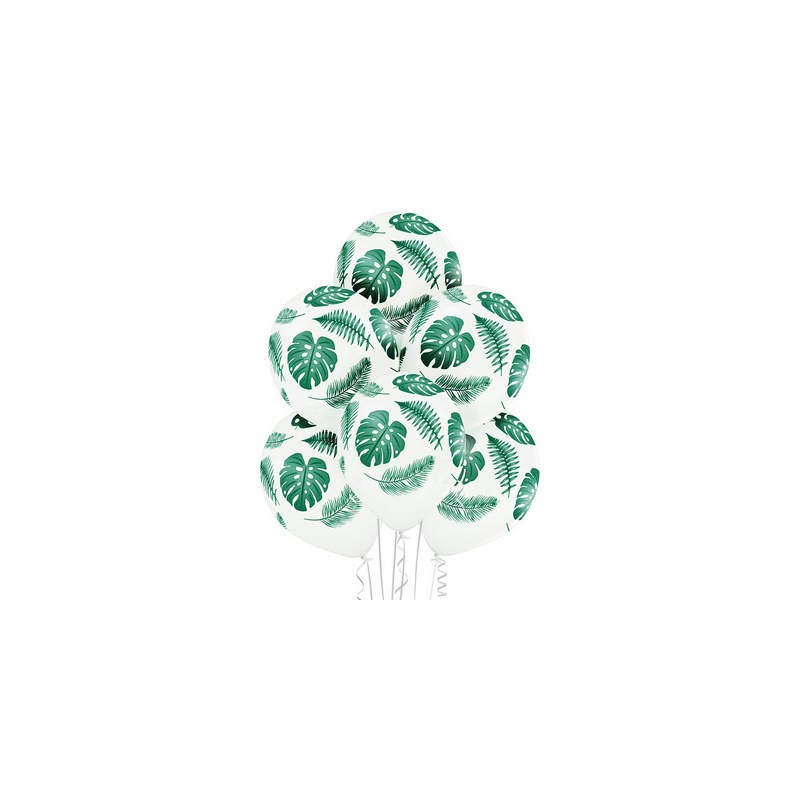 PALLONCINI LATTICE 30cm TROPICAL LEAVES 10pz