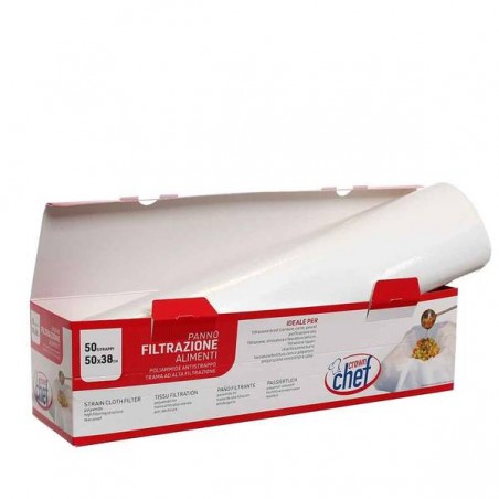 ROTOLO FILTRO PER ALIMENTI (ETAMINE) CROWN CHEF POLIAMMIDE-STRAPPI TNT 50x38cm 50pz