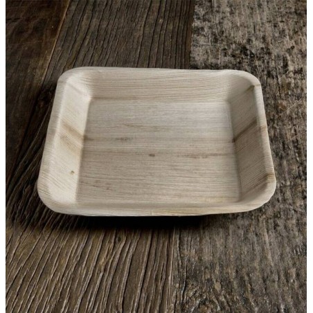 PIATTO QUADRATI 24x24cm FOGLIA DI PALMA 25pz BIO COMPOSTABILE