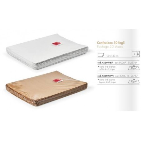 CARTA DA IMBALLAGGIO BIANCA 100x140cm 50fg 70gr