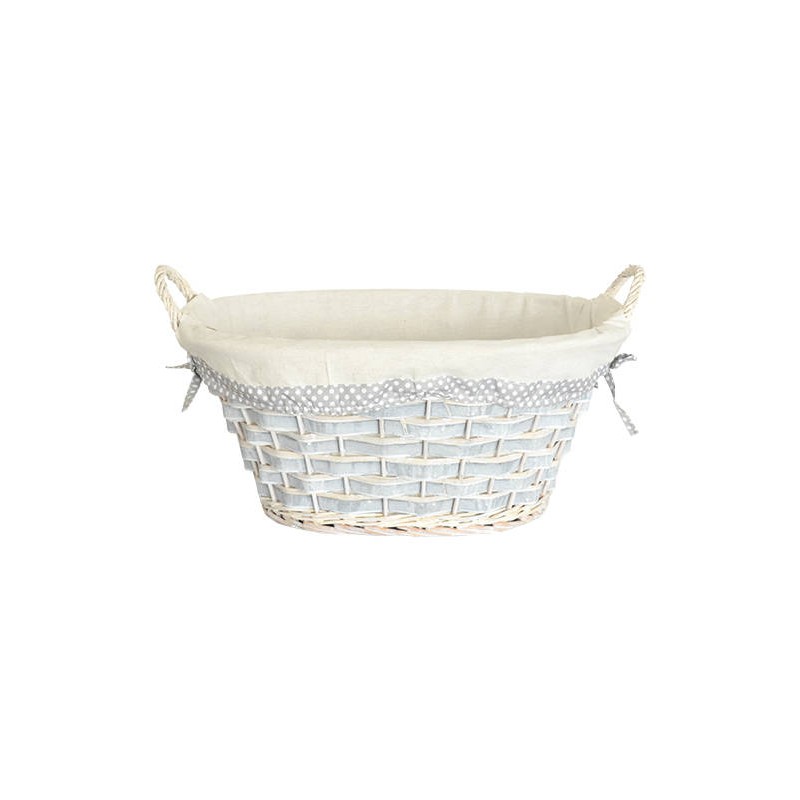 CESTO OVALE C/FODERA BIANCO 52x40x23cm CEN02521
