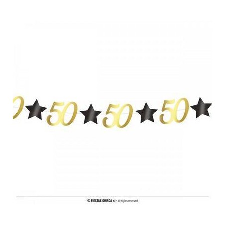 FESTONE COMPLEANNO STELLE ORO NERO 50anni 3mt