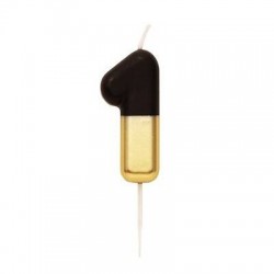 CANDELINA NUMERO 1 NERO/ORO 10,5cm