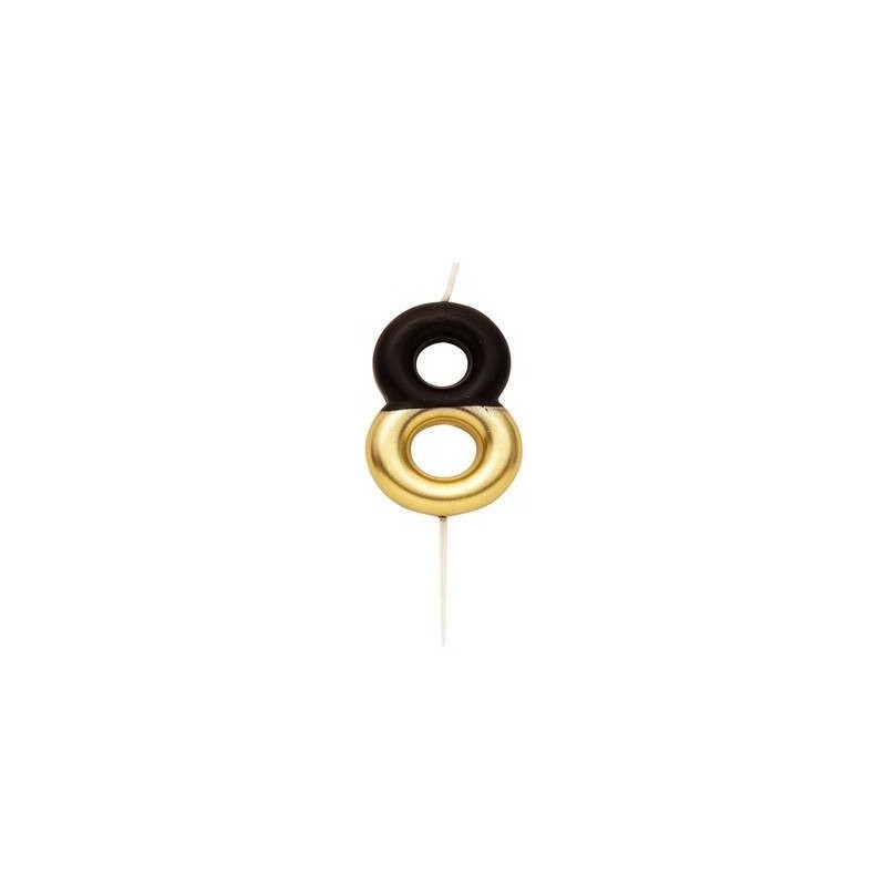 CANDELINA NUMERO 8 NERO/ORO 10,5cm