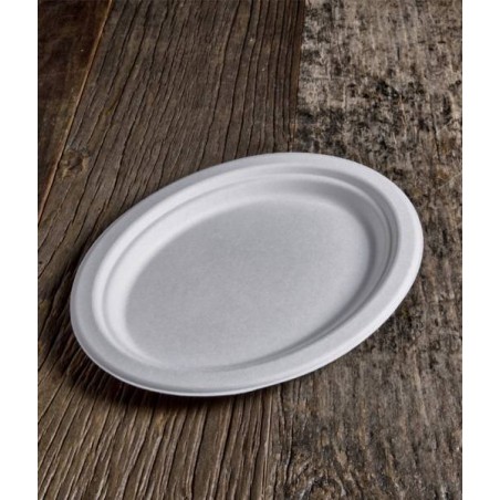 PIATTI OVALI POLPA 31,8x25,5x2,2cm BIO COMPOSTABILI 50pz USOBIO