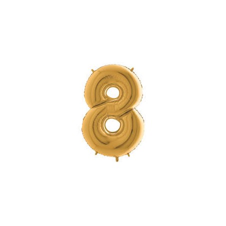 PALLONE NUMERO 8 MYLAR 102cm 40 ORO