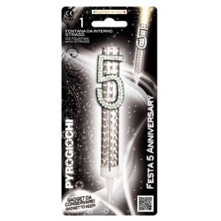 CANDELOTTO TORTA N°5 GLITTER ANNIVERSARY