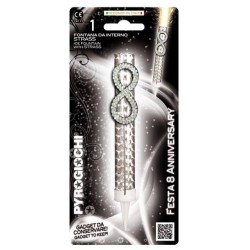 CANDELOTTO TORTA N°8 GLITTER ANNIVERSARY