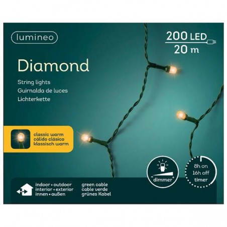LUCI 200 LED 1990cm LUCE FISSA FILO VERDE - CALDO CLASSICO INT/EST