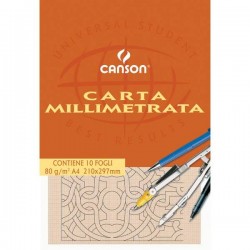 CARTA MILLIMETRATA CANSON 210x297mm A4 10FOGLI