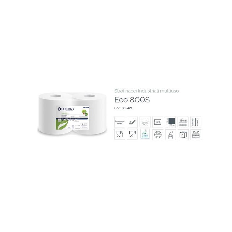 BOBINE 2VELI LUCART ECO 800S 180mt ECOLABEL 2 ROTOLI