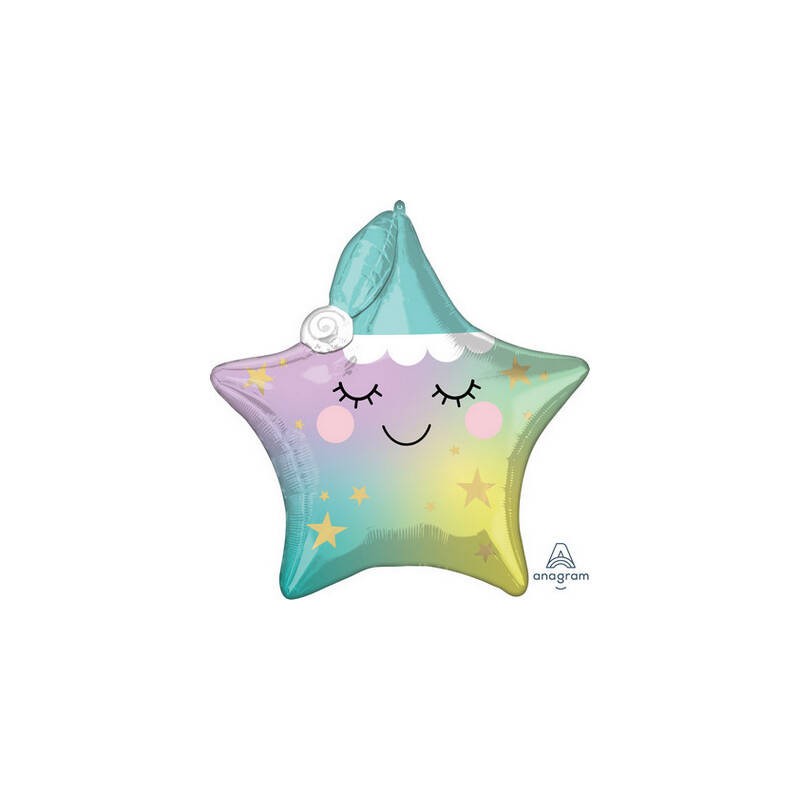 PALLONE MYLAR STAR SLEEPY MULTICOLOR 60cm