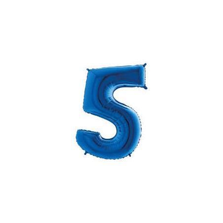 PALLONE NUMERO 5 MYLAR 102cm 40 BLU