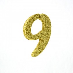 NUMERO POLISTIROLO FANTASY GLITTER ORO 7cm 9