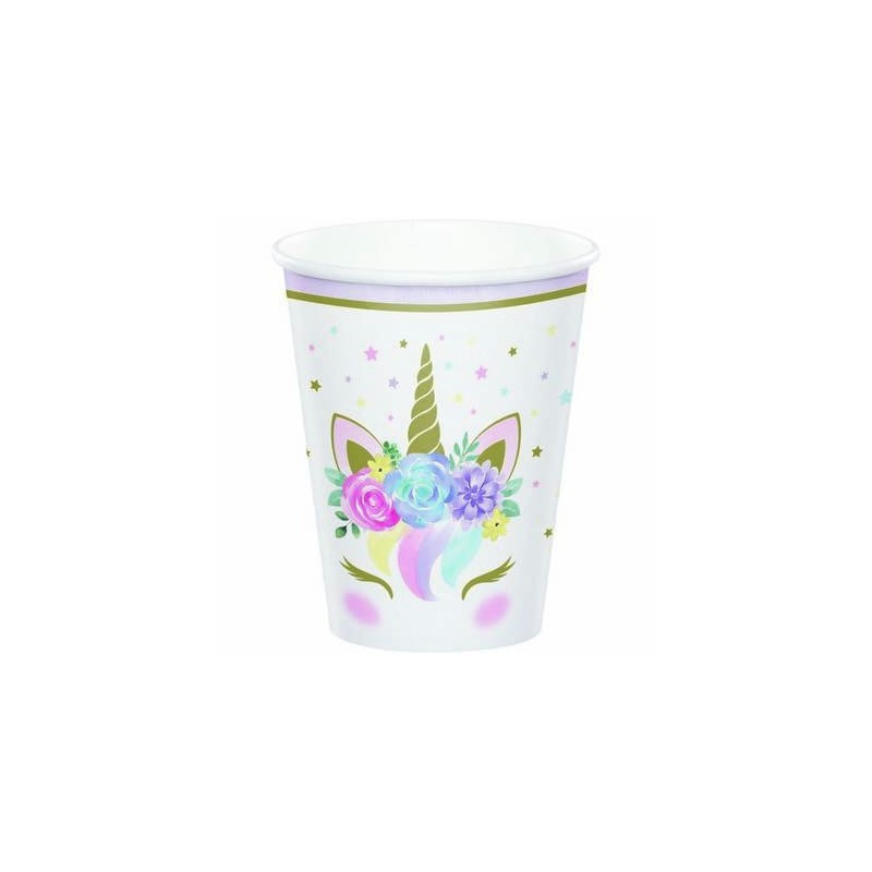 BICCHIERE CARTA 266ml UNICORNO BABY 8pz