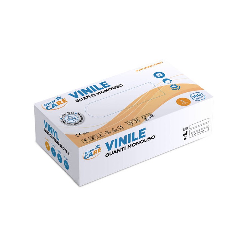 Mr.Care - GUANTI VINILE SENZA POLVERE 100pz TG.XL