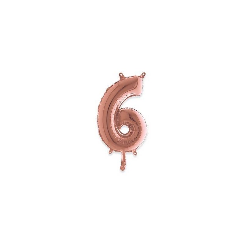 PALLONE NUMERO 6 MYLAR 36cm ROSE GOLD