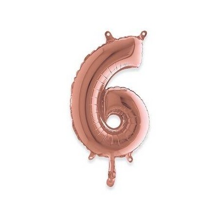 PALLONE NUMERO 6 MYLAR 36cm ROSE GOLD
