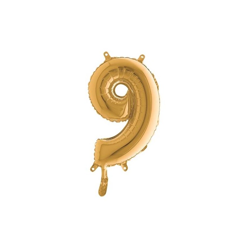 PALLONE NUMERO 9 MYLAR 36cm ORO