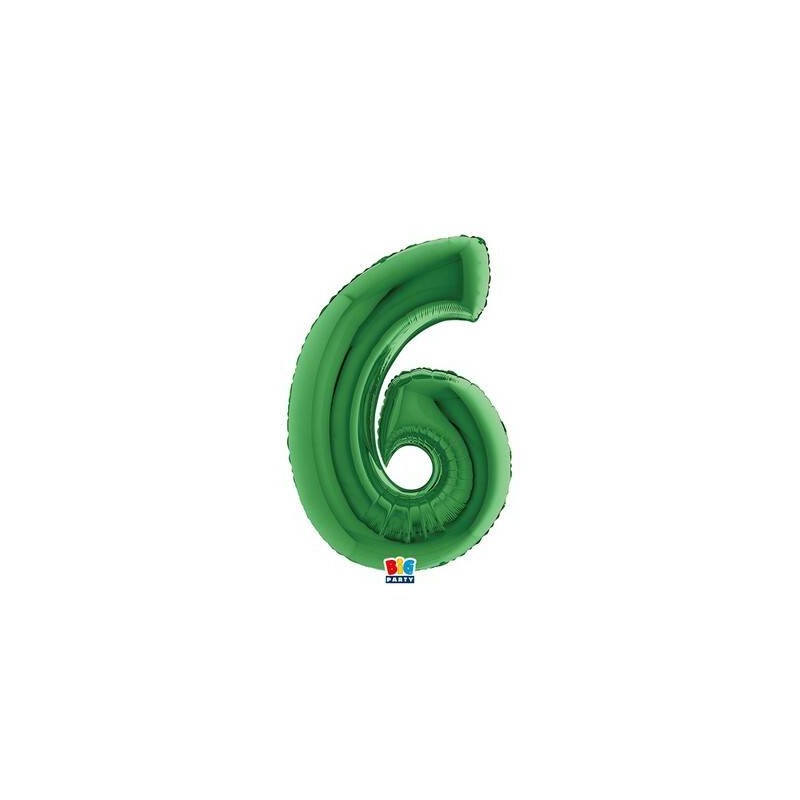 PALLONE NUMERO 6 MYLAR 102cm 40 VERDE