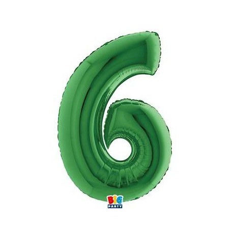 PALLONE NUMERO 6 MYLAR 102cm 40 VERDE
