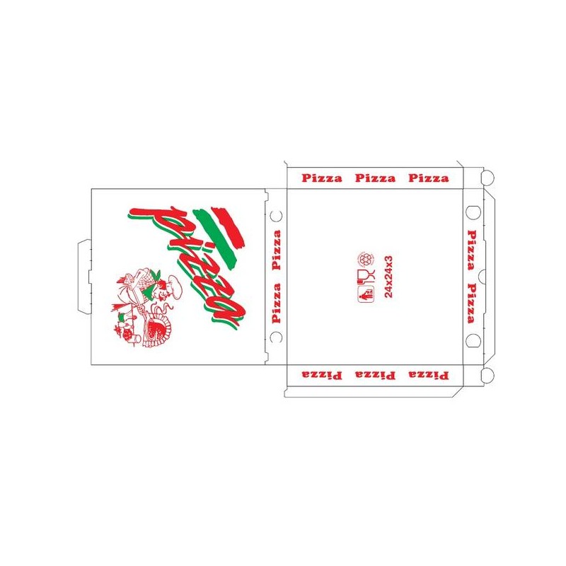 SCATOLE PIZZA 24 x 24 H3 v.s.v. PIZZA TRICOLORE 100pz