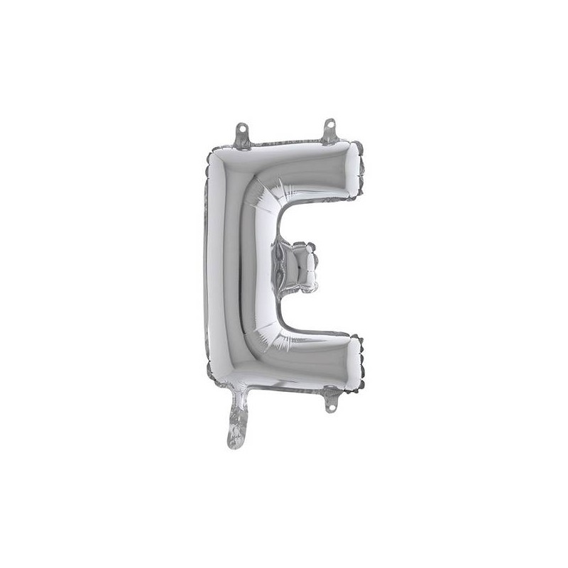LETTERA E MYLAR SILVER 14 36cm