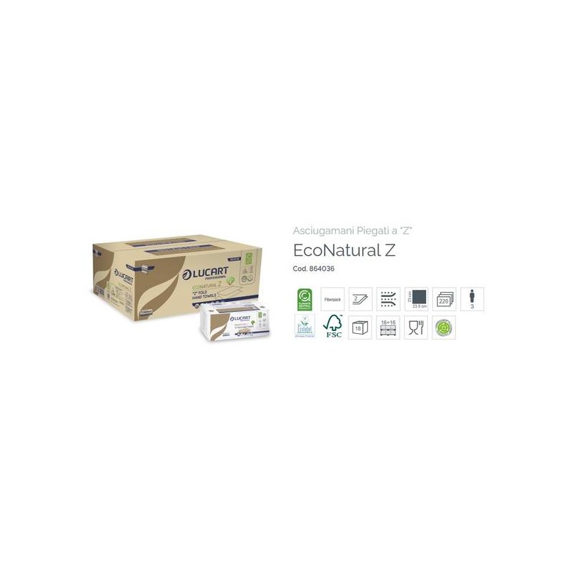 ASCIUGAMANI A Z NATURAL LUCART PROFESSIONAL 220pz