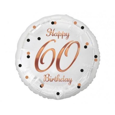 PALLONCINI MYLAR 18 45cm BIANCO E ORO ROSA 60 ANNI