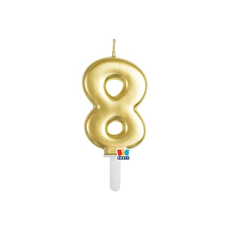 CANDELINA NUMERO 8 TINY PLUMP ORO METAL 7cm