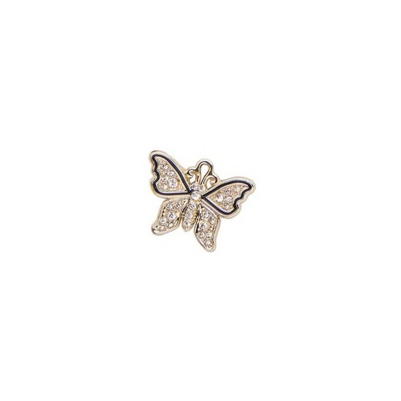 APPLICAZIONE FARFALLA METALLO GOLD C/STRASS 12pz