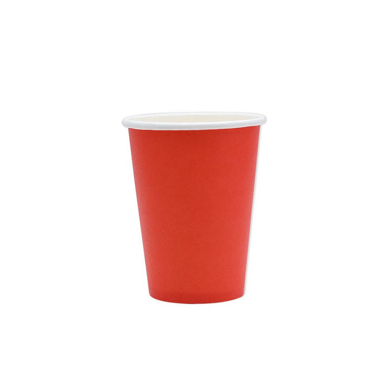 BICCHIERI 200cc ECOLOR BIODEGRADABILI ROSSO 25pz